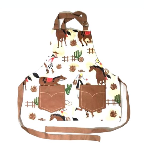 KIDS Rootin Tootin Cowboy Cowgirl Apron - Children's Western Smock Bib - Picture 7 of 9